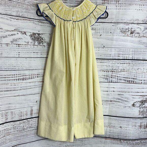 Born to be Sassy Dress girls Sz 7 T embroidered seersucker ruffle sleeve cotton - Picture 5 of 11